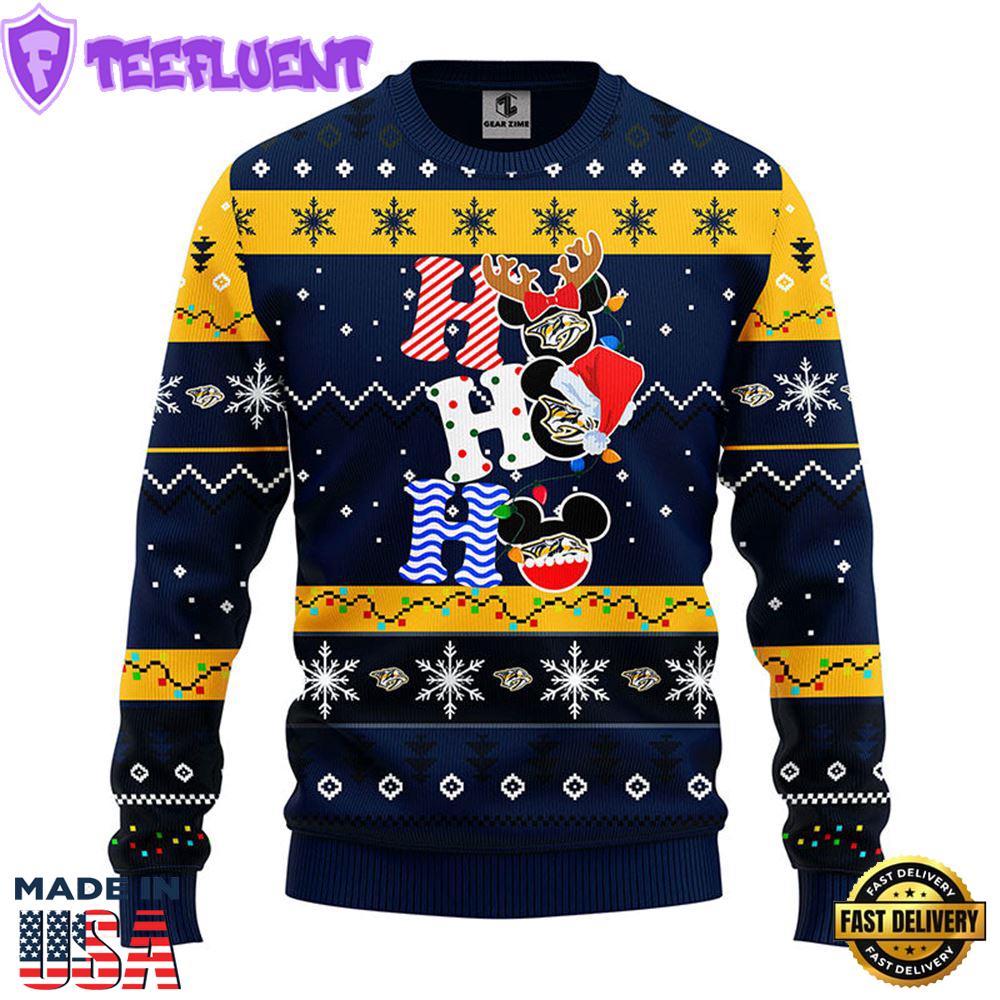 Nashville Predators Hohoho Mickey Christmas Ugly Sweater