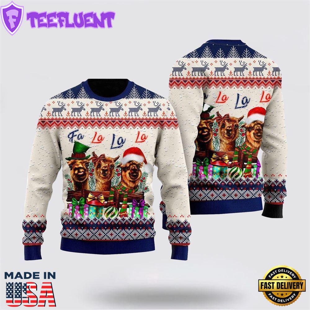 Naughty Llama Fa La La La Ugly Christmas Sweater