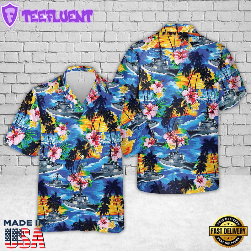 Navy USS Barry (DDG-52) Hawaiian Shirt