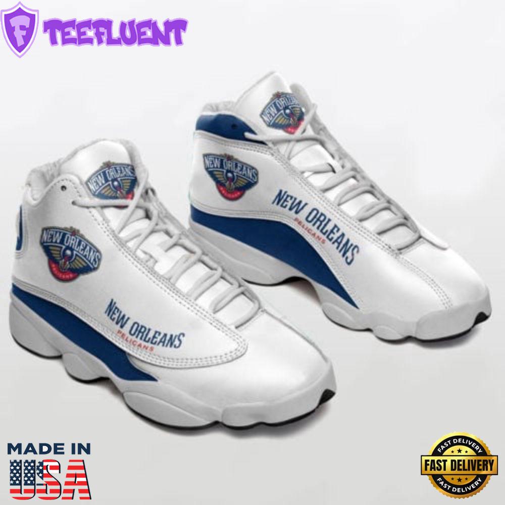 NBA New Orleans Pelicans White Navy Air Jordan 13 Shoes