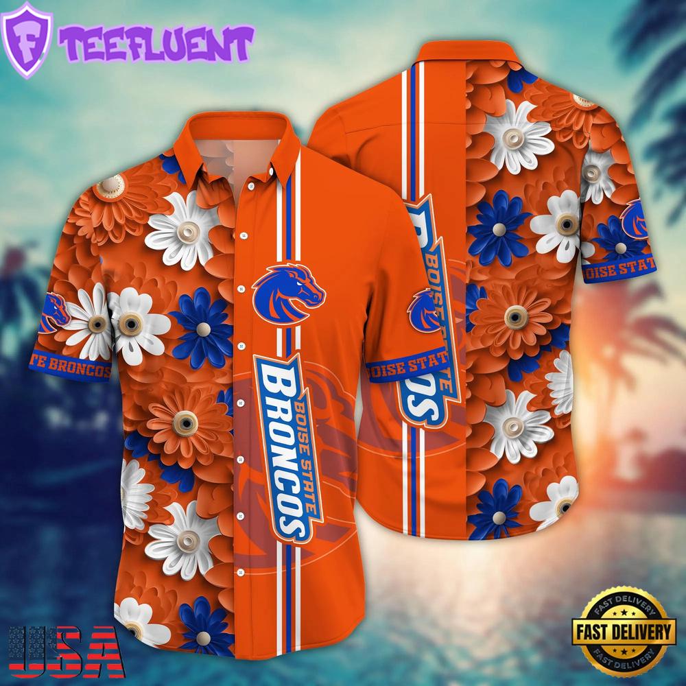 NCAA Boise State Broncos Flower Summer Aloha Button Hawaiian Shirt