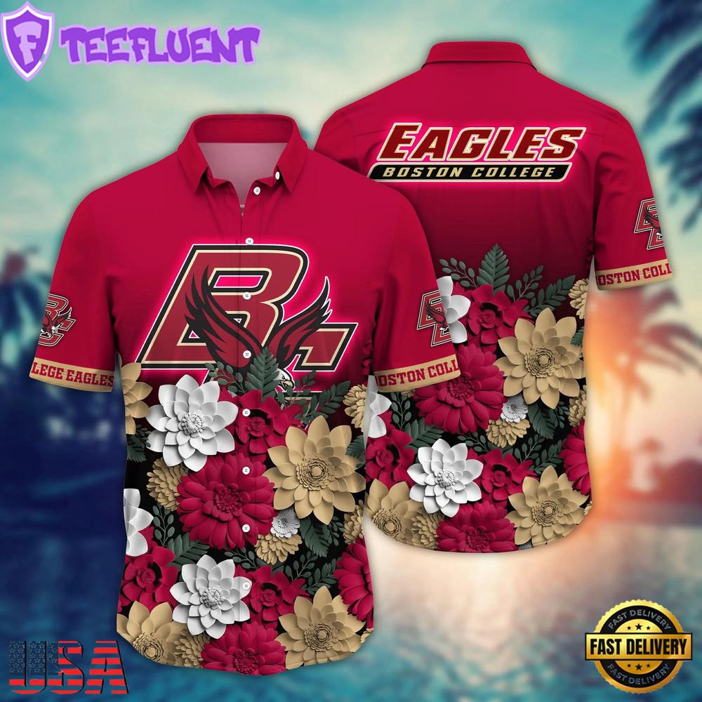 NCAA Boston College Eagles Flower Tropical Summer Beach Hawaiian Shirt