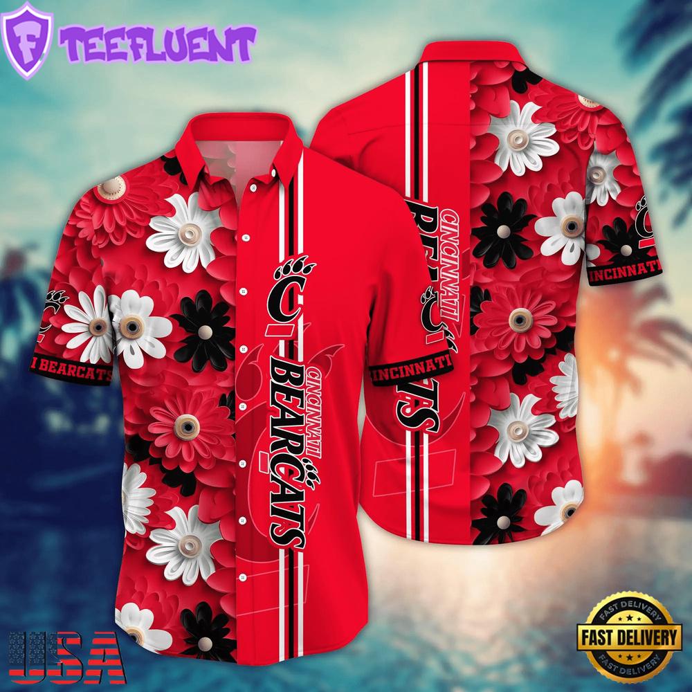 NCAA Cincinnati Bearcats Flower Summer Aloha Button Hawaiian Shirt