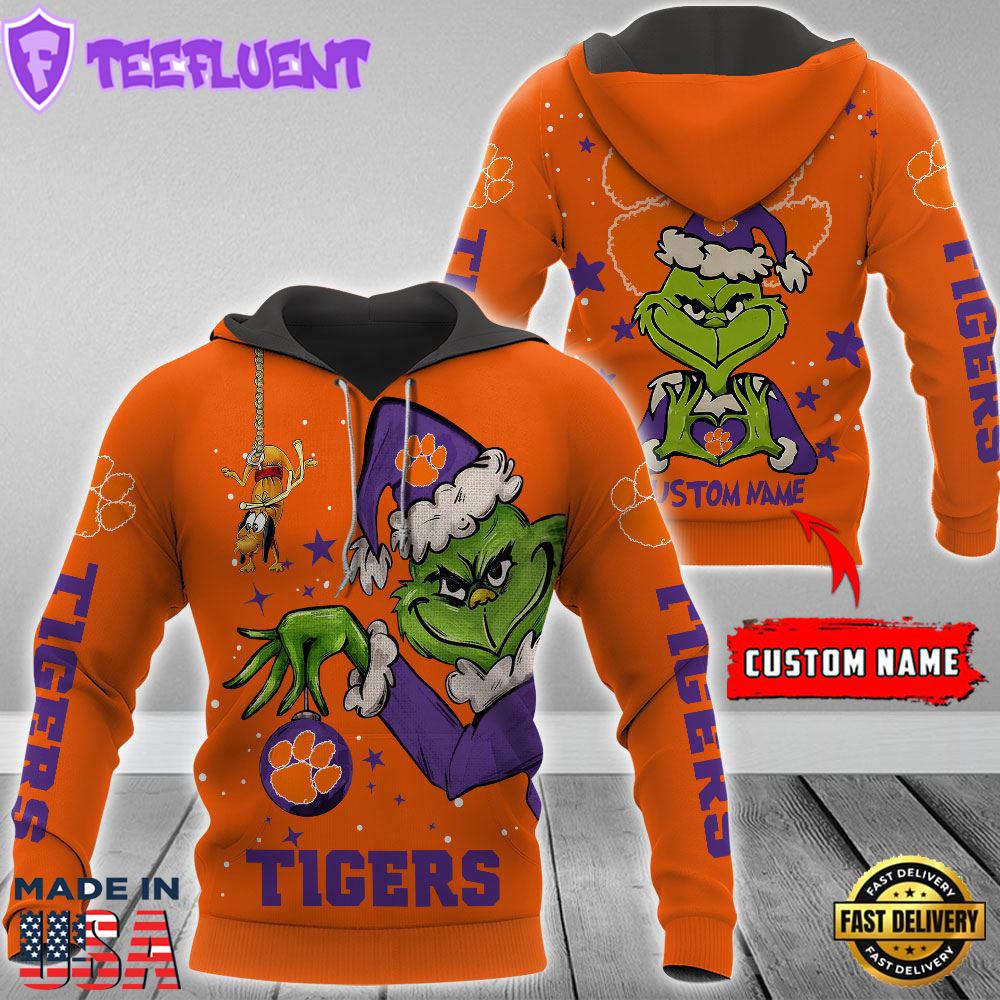 Ncaa Clemson Tigers Football Team The Grinch Custom Name Hoodie