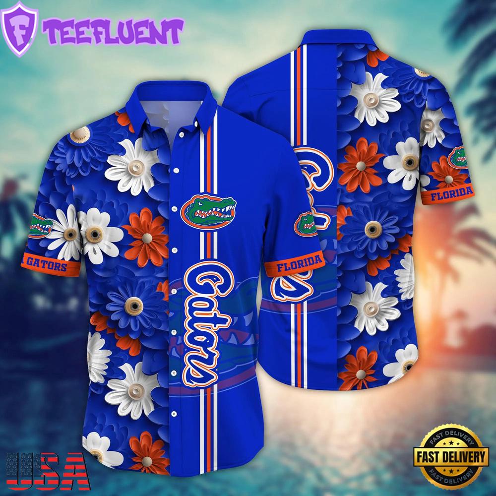 NCAA Florida Gators Flower Summer Aloha Button Hawaiian Shirt