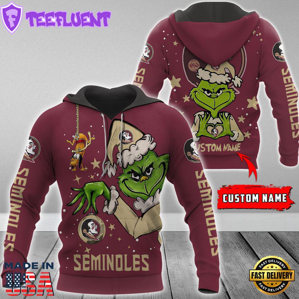 Ncaa Florida State Seminoles Football Team The Grinch Custom Name Hoodie