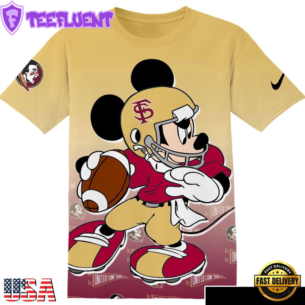 NCAA Football Florida State Seminoles Mickey All Over Print T-Shirt