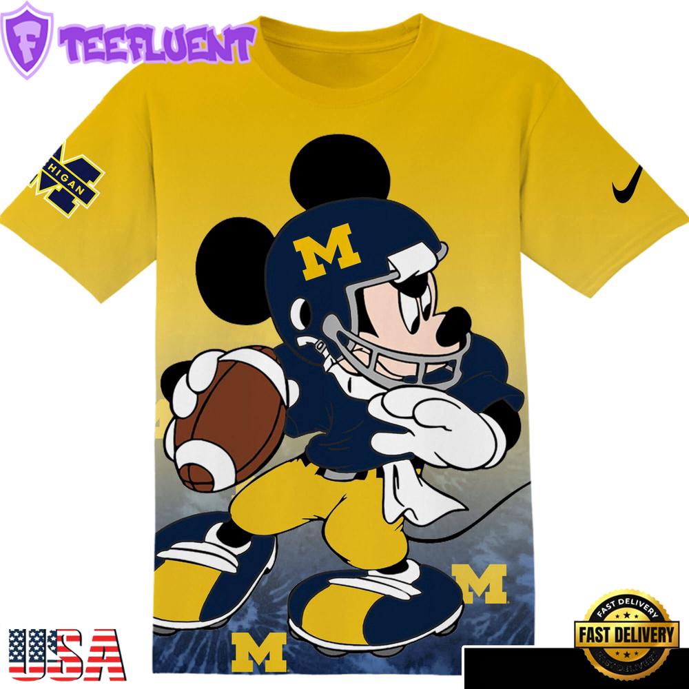 NCAA Football Michigan Wolverines Mickey All Over Print T-Shirt