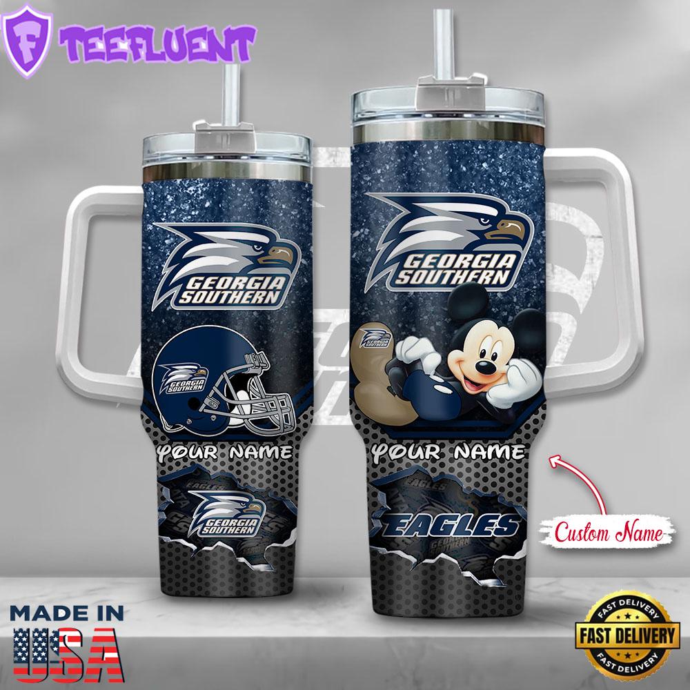 NCAA Georgia Southern Eagles Mickey Mouse Custom Stanley Quencher 40oz Stainless Steel Tumbler With Handle
