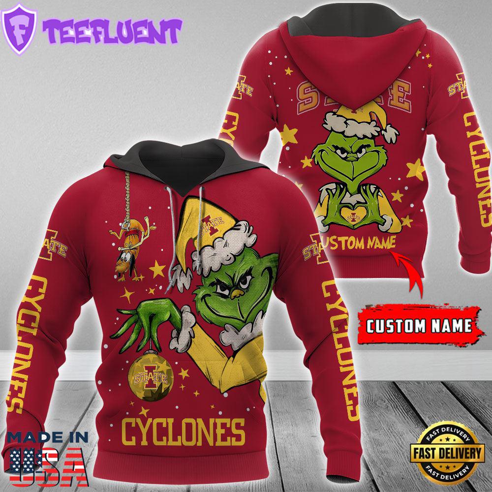 Ncaa Iowa State Cyclones Football Team The Grinch Custom Name Hoodie