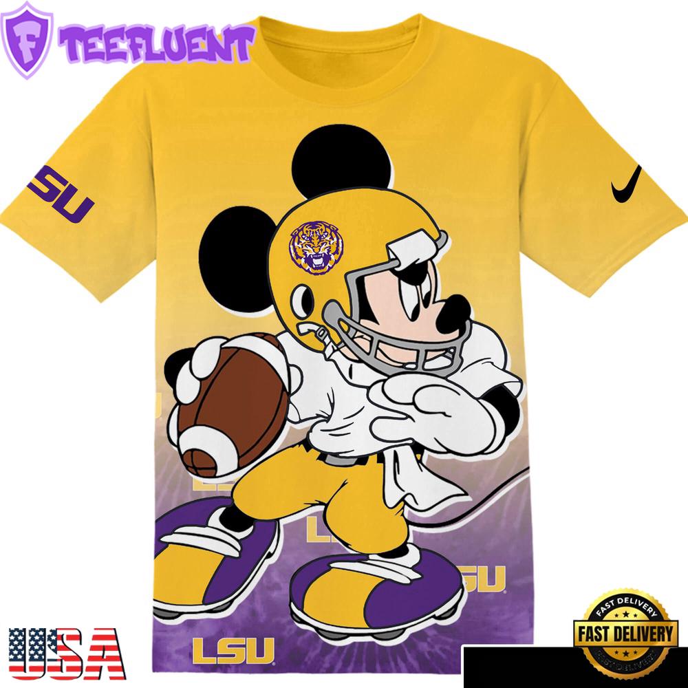NCAA LSU Tigers Football Mickey All Over Print T-Shirt