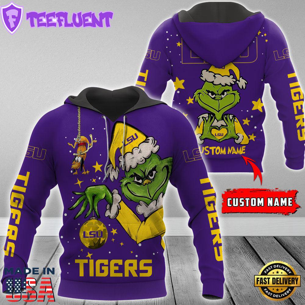 Ncaa Lsu Tigers Football Team The Grinch Custom Name Hoodie