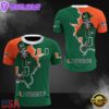 NCAA Miami Hurricanes Halloween Skeleton All Over Print T Shirt