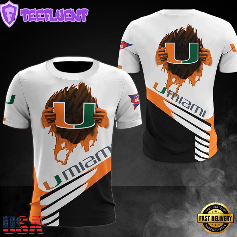 NCAA Miami Hurricanes Logo Team All Over Print T Shirt
