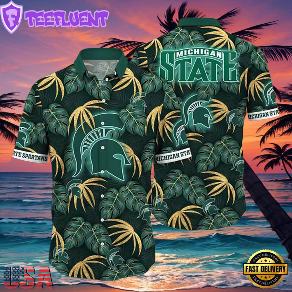 NCAA Michigan State Spartans Lush Greenery New Design Hawaiian Shirt