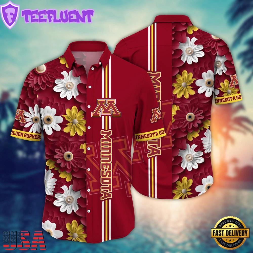 NCAA Minnesota Golden Gophers Flower Summer Aloha Button Hawaiian Shirt