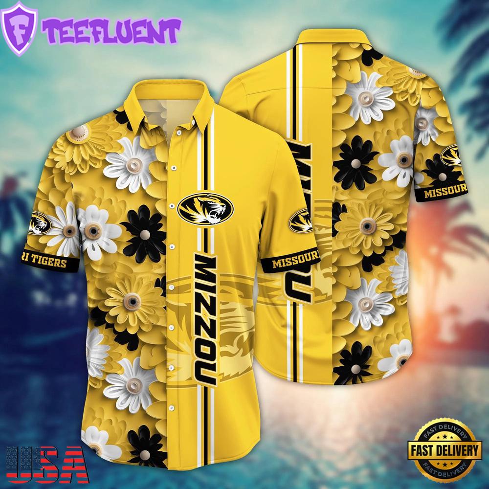 NCAA Missouri Tigers Flower Summer Aloha Button Hawaiian Shirt
