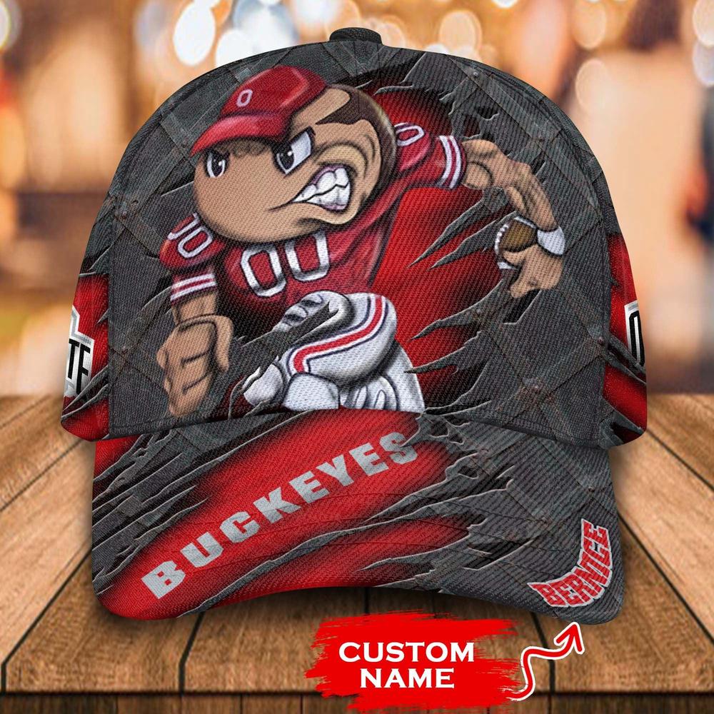 NCAA Ohio State Buckeyes 3D Mascot Custom Baseball Cap