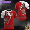 NCAA Ohio State Buckeyes Halloween Skeleton All Over Print T Shirt