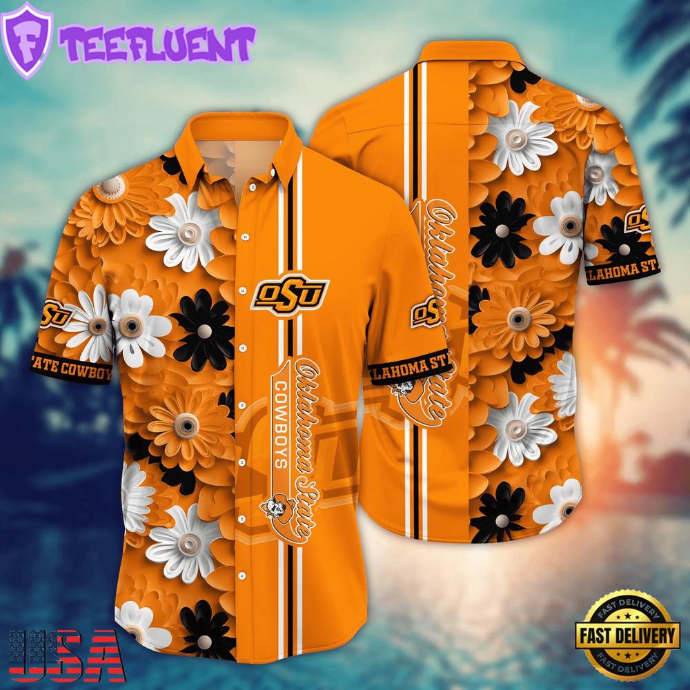 NCAA Oklahoma State Cowboys Flower Summer Aloha Button Hawaiian Shirt