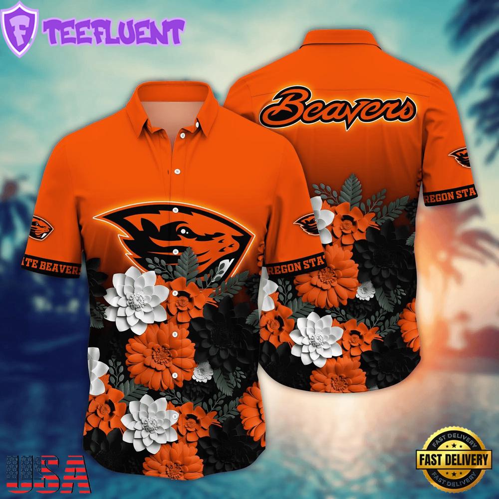 NCAA Oregon State Beavers Flower Tropical Summer Beach Hawaiian Shirt