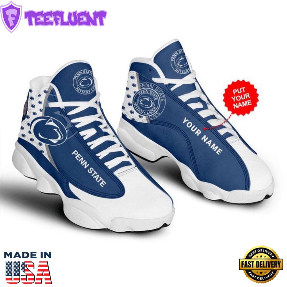 NCAA Penn State Nittany Lions Custom Name Blue White Air Jordan 13 Shoes