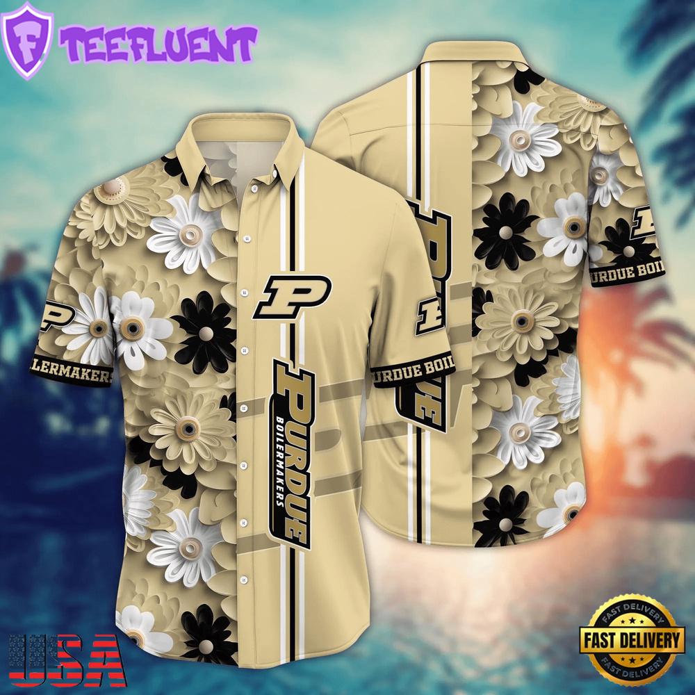 NCAA Purdue Boilermakers Flower Summer Aloha Button Hawaiian Shirt