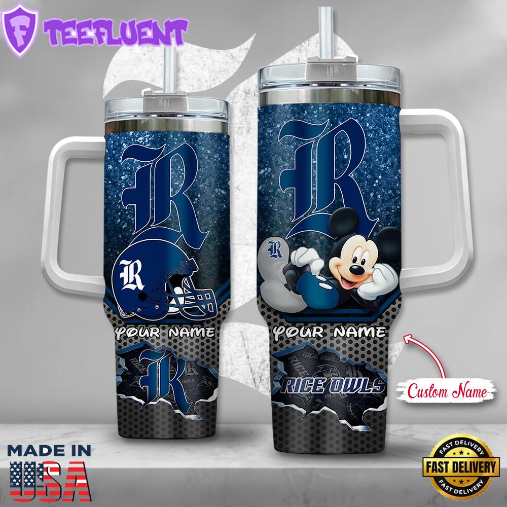 NCAA Rice Owls Mickey Mouse Custom Stanley Quencher 40oz Stainless Steel Tumbler With Handle