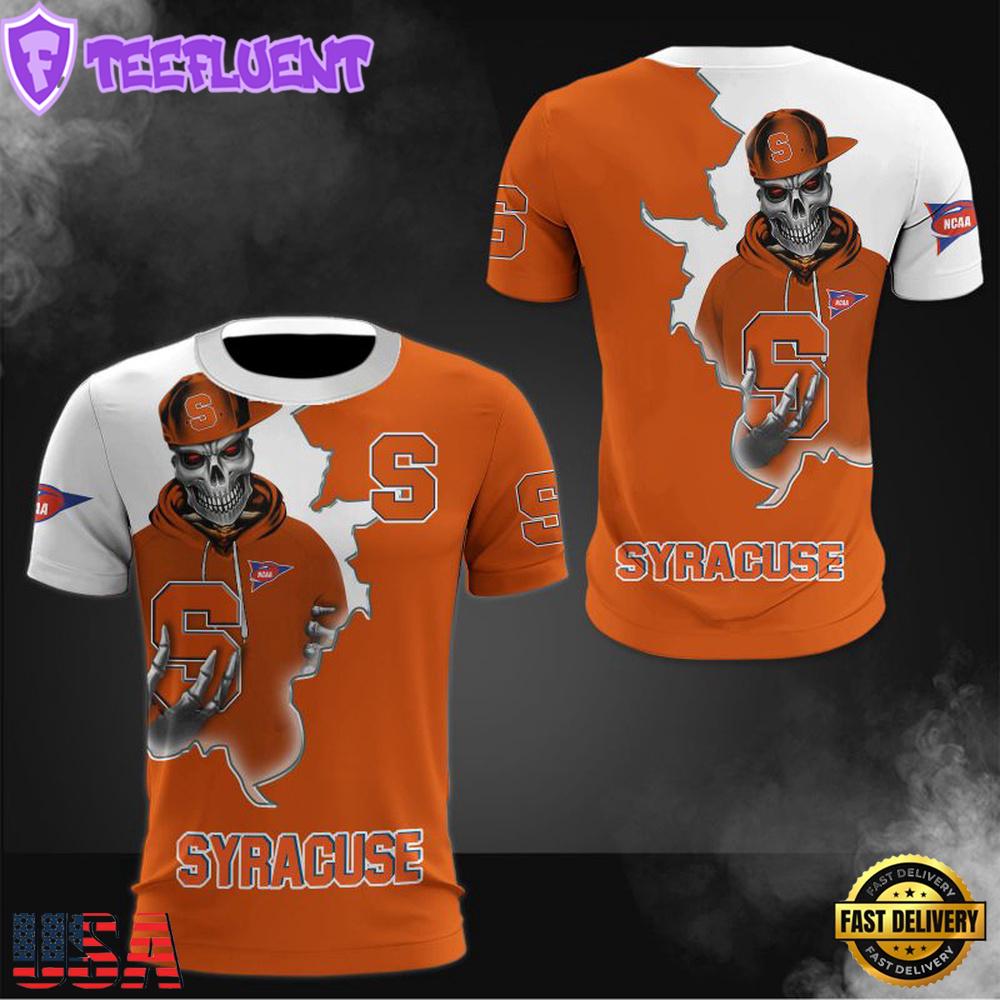 NCAA Syracuse Orange Halloween Skeleton All Over Print T Shirt
