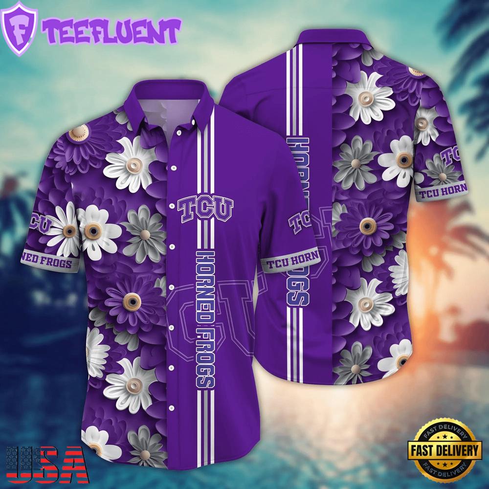 NCAA TCU Horned Frogs Flower Summer Aloha Button Hawaiian Shirt