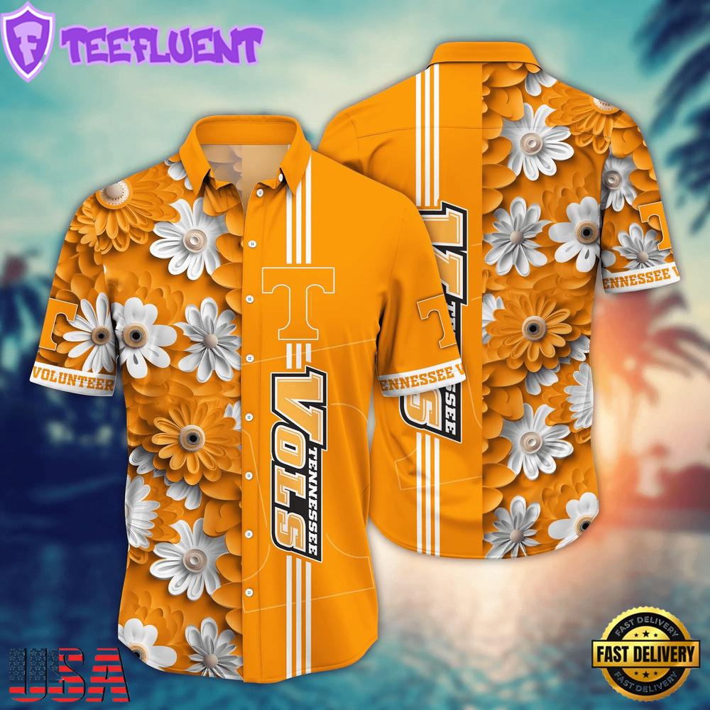 NCAA Tennessee Volunteers Flower Summer Aloha Button Hawaiian Shirt