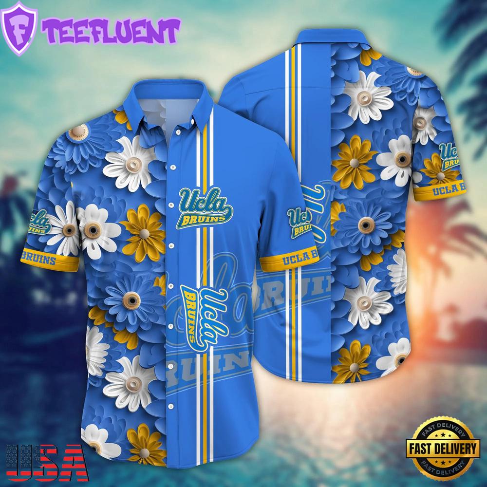 NCAA UCLA Bruins Flower Summer Aloha Button Hawaiian Shirt