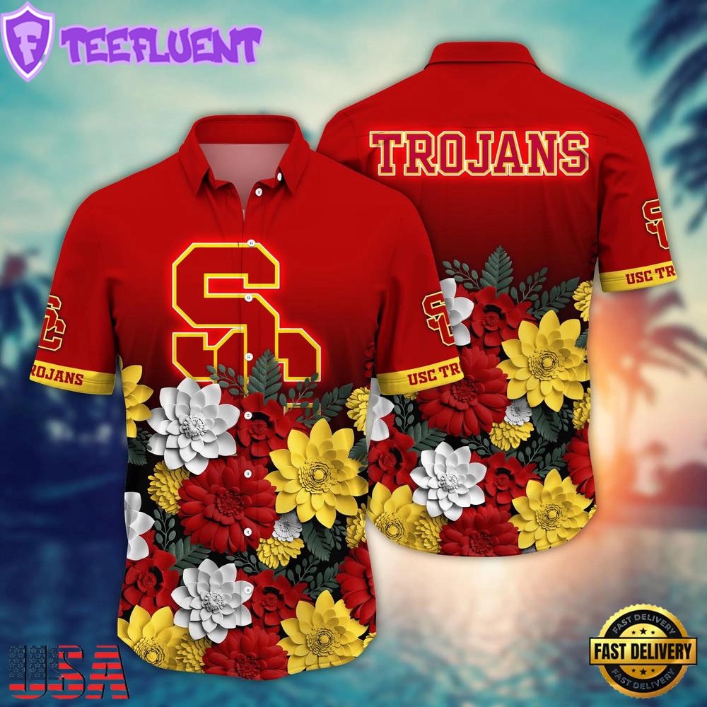 NCAA USC Trojans Flower Tropical Summer Beach Hawaiian Shirt
