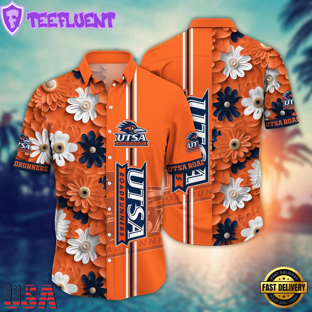 NCAA UTSA Roadrunners Flower Summer Aloha Button Hawaiian Shirt