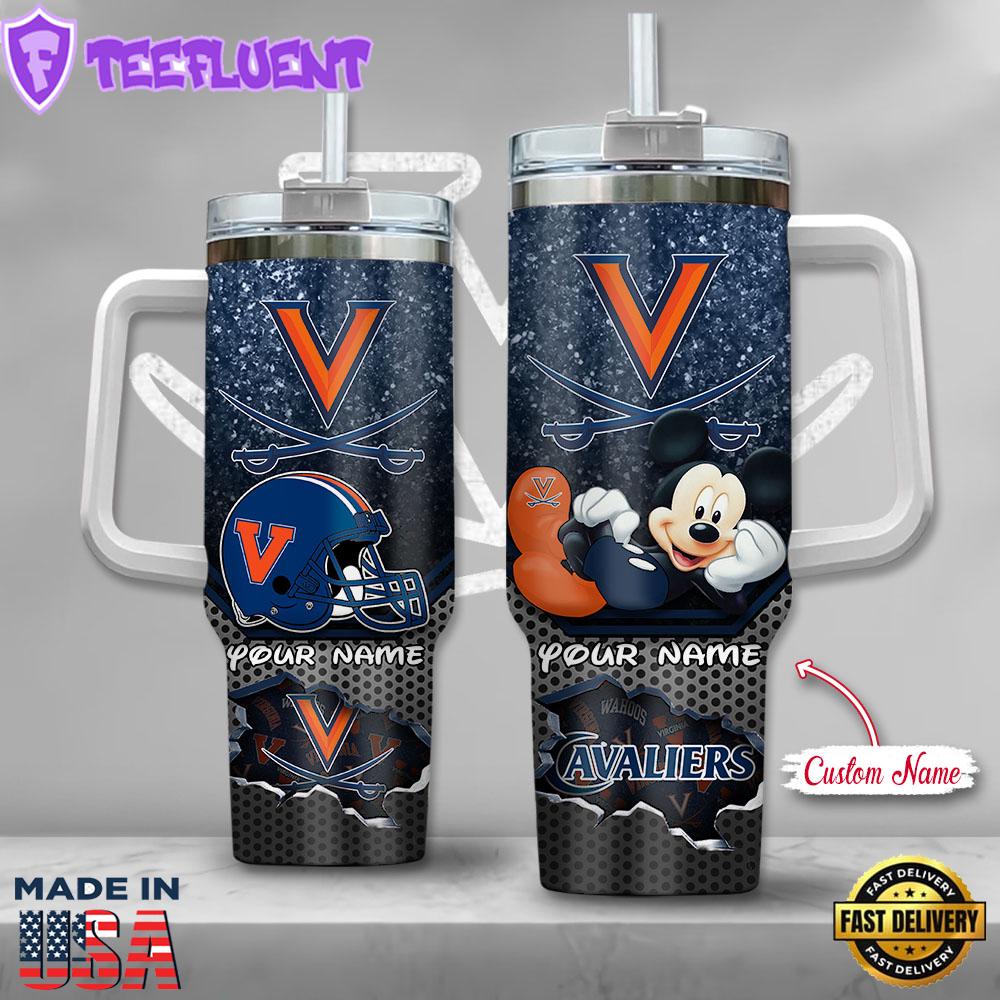 NCAA Virginia Cavaliers Mickey Mouse Custom Stanley Quencher 40oz Stainless Steel Tumbler With Handle