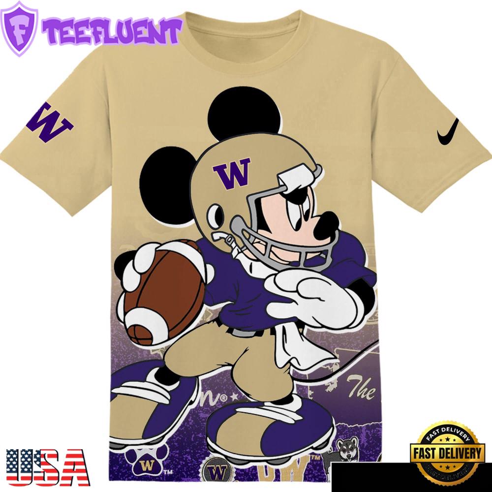 NCAA Washington Huskies Football Mickey All Over Print T-Shirt
