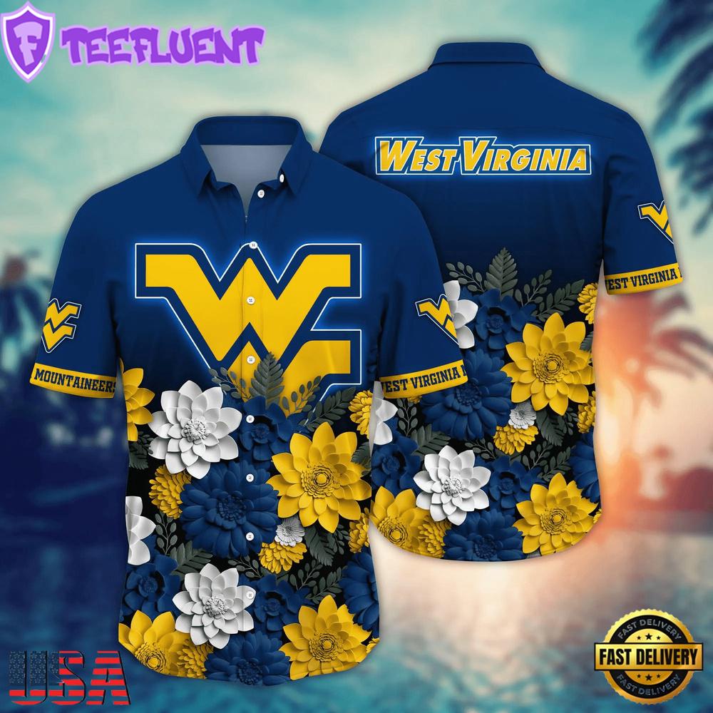NCAA West Virginia Mountaineers Flower Tropical Summer Beach Hawaiian Shirt