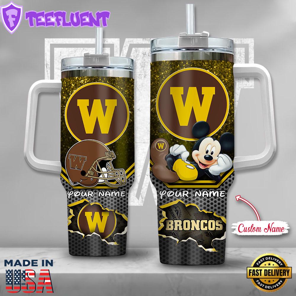 NCAA Western Michigan Broncos Mickey Mouse Custom Stanley Quencher 40oz Stainless Steel Tumbler With Handle