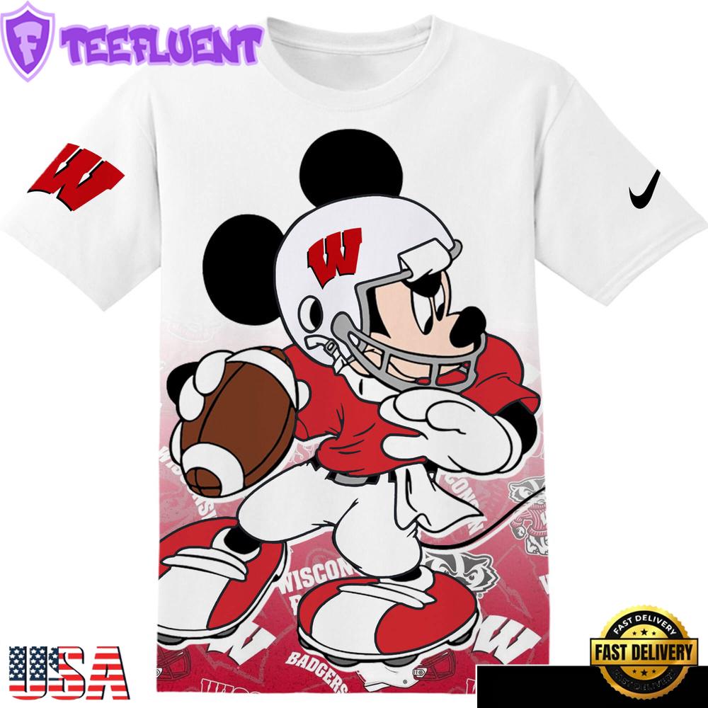 NCAA Wisconsin Badgers Mickey All Over Print T-Shirt