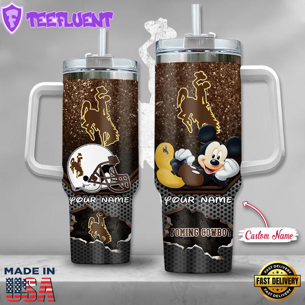 NCAA Wyoming Cowboys Mickey Mouse Custom Stanley Quencher 40oz Stainless Steel Tumbler With Handle