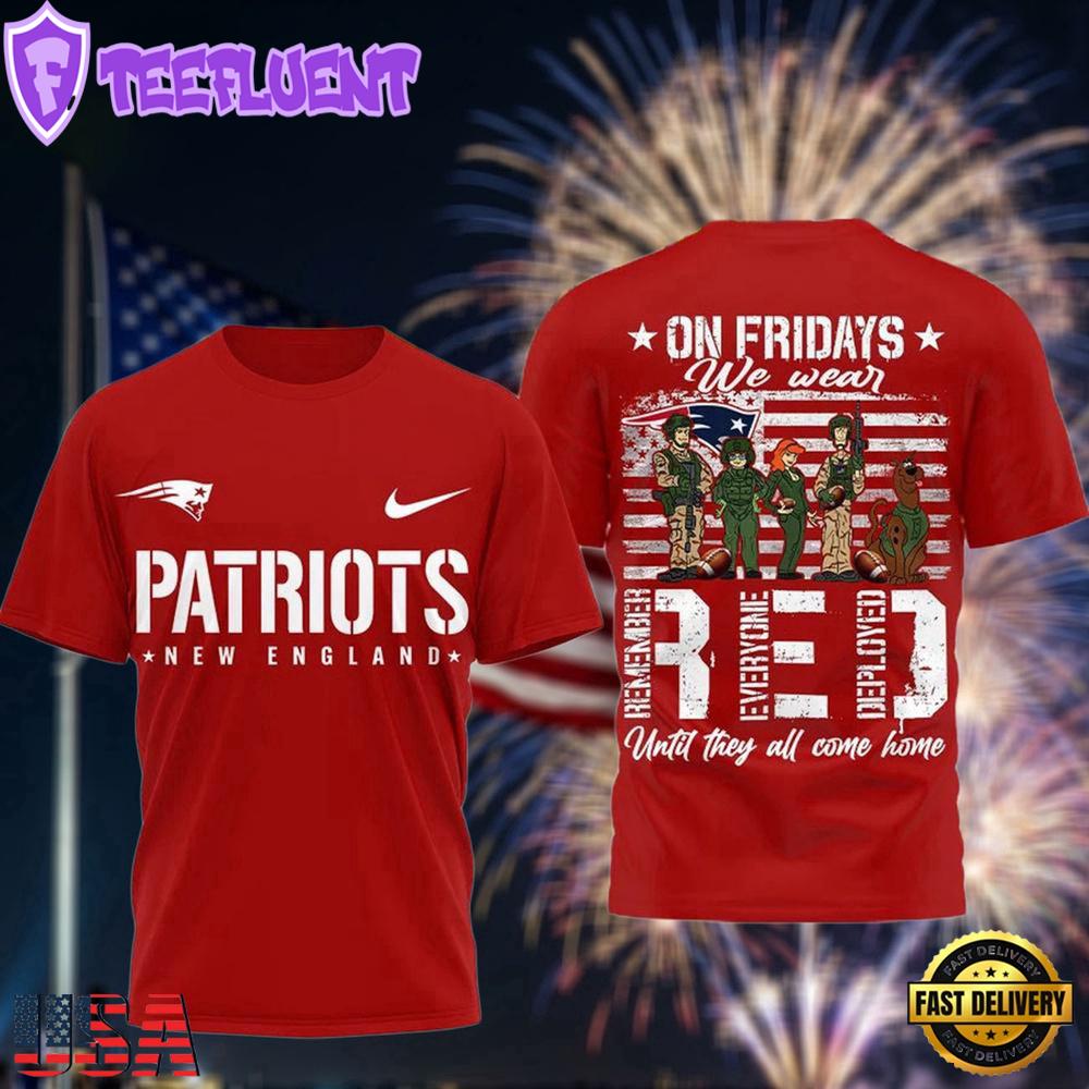 New Engl& Patriots Scooby-Doo Red Friday Military 3D T-Shirt