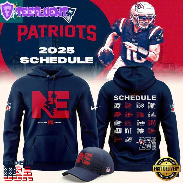 New England Patriots 2025 National Football League NFL Schedule Hoodie