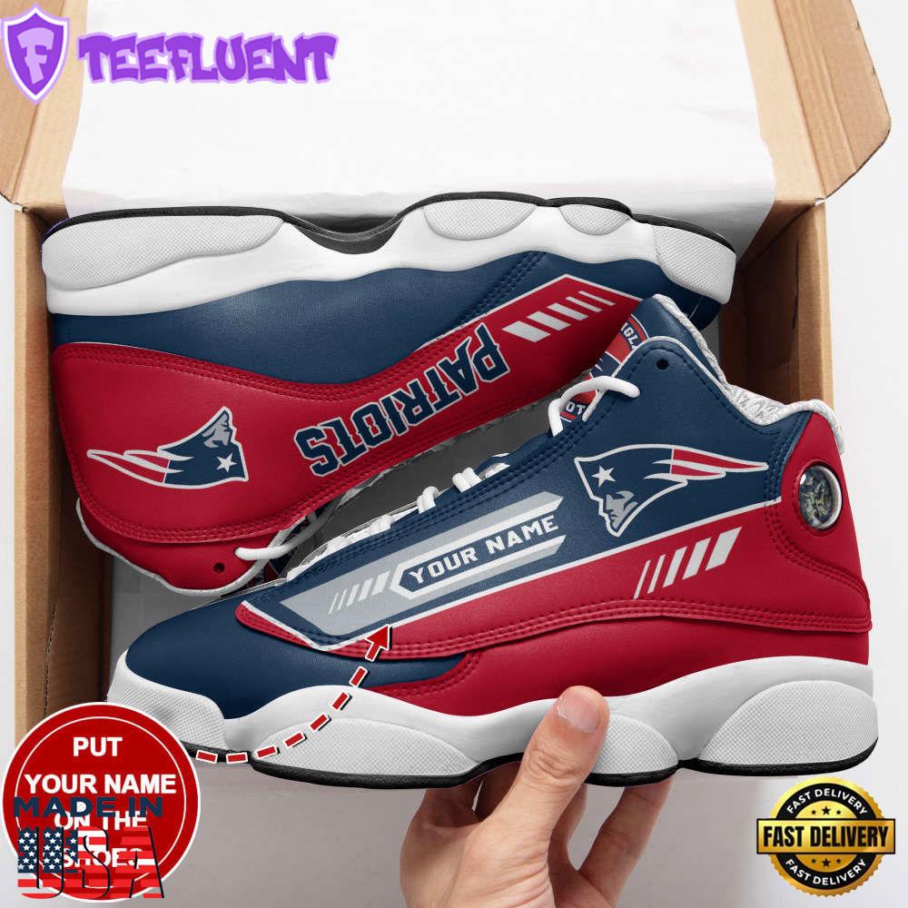 New England Patriots Custom Name Air Jordan 13 Sneakers, Gift For Men And Women