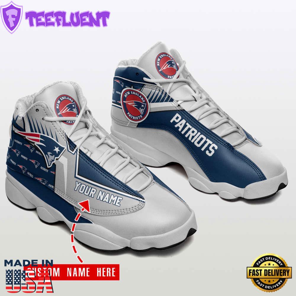 New England Patriots Custom Name Air Jordan 13 Sneakers