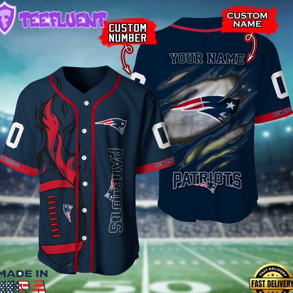 New England Patriots NFL 3D Personalized Baseball Shirt For Fans