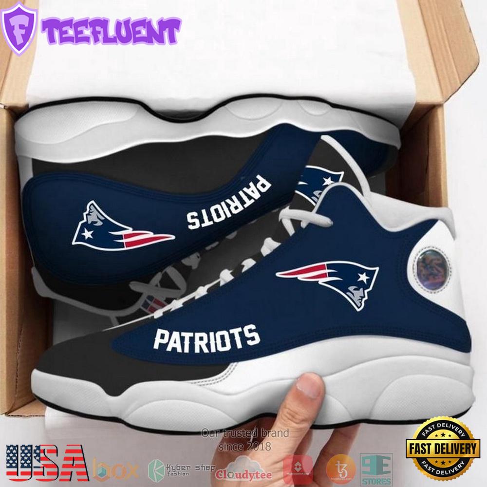 New England Patriots NFL Big Logo Football Team 5 Air Jordan 13 Sneaker Shoes - Gift For Fans