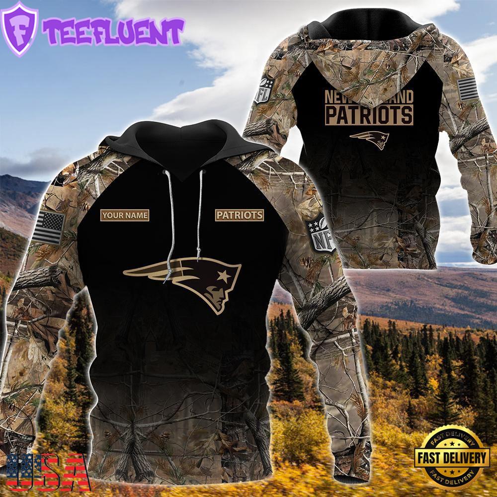 New England Patriots Personalized Your Name Hunting Camo Hoodie