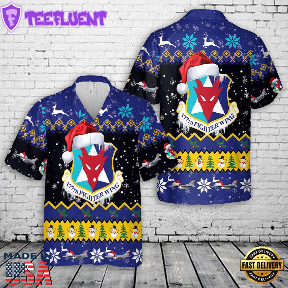 New Jersey Air National Guard 177th Fighter Wing (177 FW) F-16C Fighting Falcon Christmas Hawaiian Shirt
