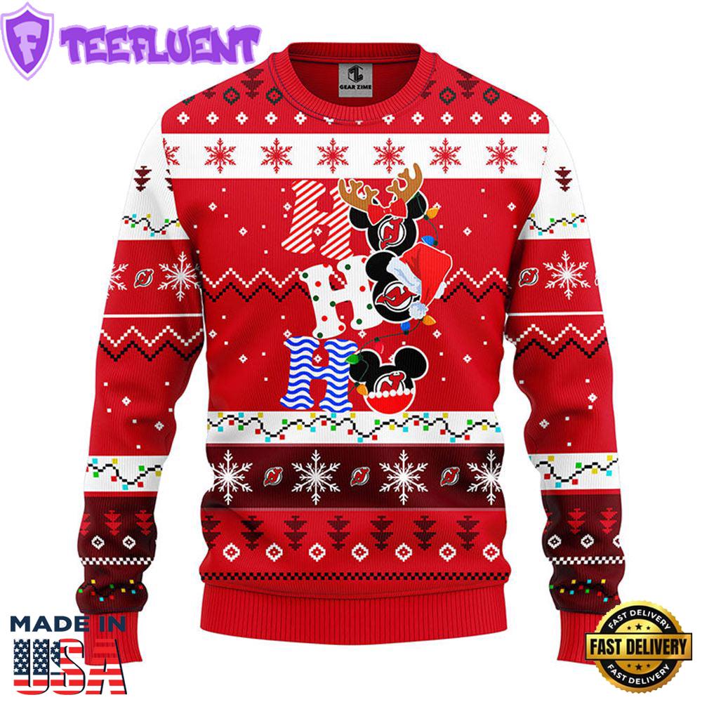 New Jersey Devils Hohoho Mickey Christmas Ugly Sweater