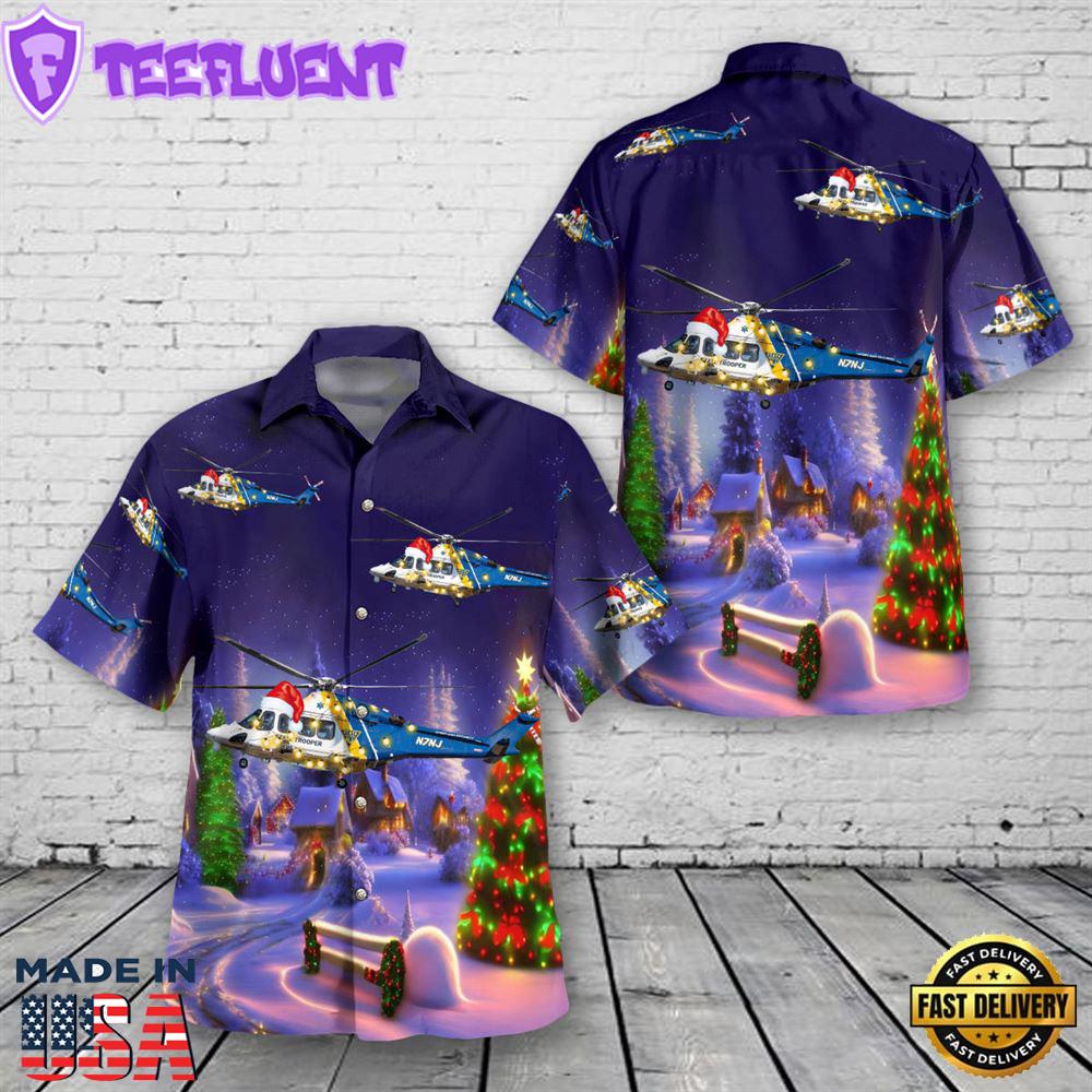 New Jersey State Police AgustaWestland AW139 N7NJ Christmas Hawaiian Shirt